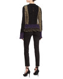 Crochet Ruffled-Trim Jacket, Black