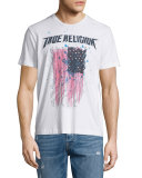 Paint-Splatter Flag Short-Sleeve Graphic Tee, Optic White