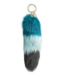 Colorblock Fox Tail Bag Charm, Teal