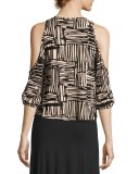 Gideon Cold-Shoulder Cropped Top, Etch Print