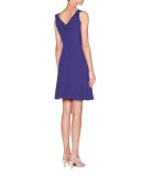 Sleeveless Grecian-Drape Dress, Indigo