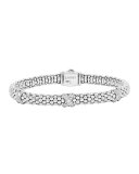Silver Caviar Diamond X Bracelet, 6mm
