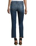 Jacqueline Patch Straight-Leg Jeans with Raw Hem, Arvin