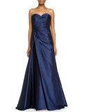 Strapless Sweetheart Draped Ball Gown 