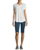 Side-Buckle Bermuda Shorts, Slate Blue