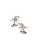 Rhodium-Plated Sterling Silver Racing Horse Cuff Links