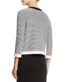 Hooked Cord Knit Zip Jacket, Bianco/Caviar