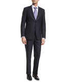 Textured Solid Wool Two-Piece Suit, Black