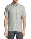 Solid Short-Sleeve Shirt, Gray