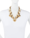 Pearly Golden Disc Station Necklace