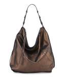 Alina Washed Leather Hobo Bag, Royal Metallic