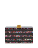 Jean Confetti-Striped Box Clutch Bag, Obsidian/Rainbow