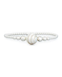 Beaded Bracelet in 18K White Gold with Diamond-Striped Pearl