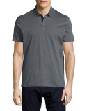 Knit Polo Shirt w/Contrast Placket, Charcoal