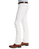 Five-Pocket Poplin Stretch Pants, White