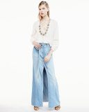Long Belted Denim Maxi Skirt, Amalfi Sea