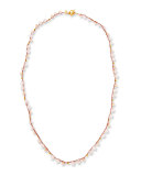 Quartz Beaded Crocheted Necklace,46"