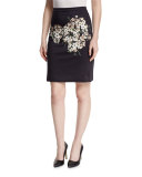 Jasmine-Print Pencil Skirt, Jasmine