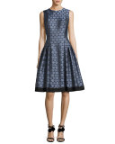 Sleeveless Pleated Jacquard Dress