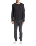 Raw-Edge Long-Sleeve Crewneck T-Shirt