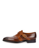 Schuman Leather Monk-Strap Shoe, Brown