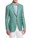 Solid Wool-Blend Two-Button Blazer, Light Green