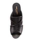 Crisscross Leather Clog Sandal, Nero