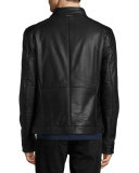 Classic Leather Biker Jacket, Black