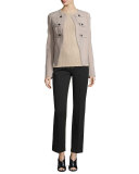 Peplum-Hem Military Jacket, Camel
