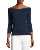 Off-the-Shoulder Twist-Front Top, Maritime