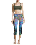 Wingspan Strappy-Back Sports Bra, Olive