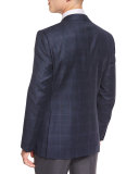 Overplaid Two-Button Sport Coat, Blue