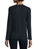 Cotton/Cashmere Long-Sleeve Crewneck Pullover