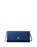 Saffiano Wallet on a Chain, Blue (Bluette)