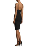 Jean Lace-Inset Fitted Sleeveless Dress, Black