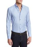Solid Woven Sport Shirt, Blue
