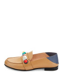 Rainbow Stud Leather Loafer, Toast/Mirto/Multi