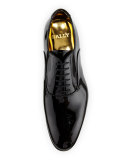 Garret Patent Leather Lace-Up Oxford, Black