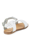 Winged Leather Sandal, White, Size 6-10