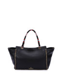 Rockstud Medium Beaded Tote Bag, Black