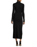 Rojo Long-Sleeve Ponte Midi Dress, Black