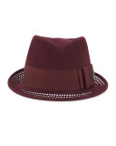 Perforated Wool Felt Trilby Hat, Garnet