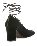 Cordonmid Velvet Lace-Up Pump, Black