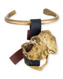 Melted Medallion Choker Necklace, Vintage Gold/Black