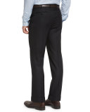 Phi Flat-Front Wool Trousers, Black