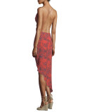Holly Crisscross-Back High-Low Dress, Persimmon