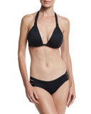 Neutra Solid Halter Swim Top, Black