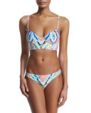 Rainbow-Printed Underwire Bustier Swim Top