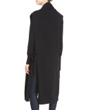 Embroidered Long Cashmere Cape, Navy