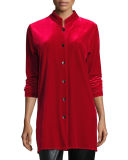 Mandarin-Collar Velvet Shirt